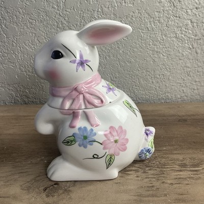 Heartfelt Kitchen Creations Ceramic Easter Bunny Rabbit Covered Cookie Jar