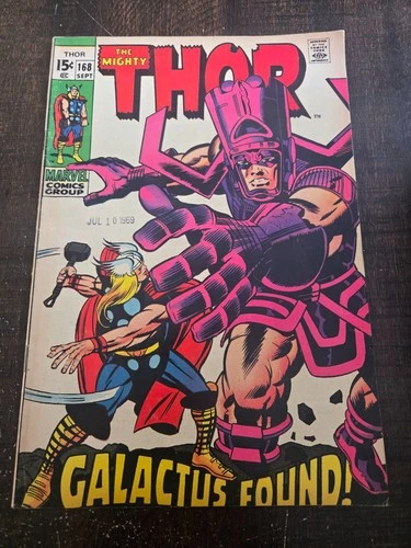 Vintage The Mighty Thor #168 Origin Of Galactus Marvel Comic Book, 1969