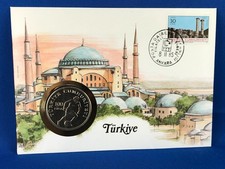 TURKEY   - 100 LIRA 1982  - SOCCER    -    COIN COVER -