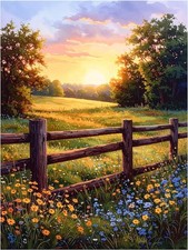 Tile Mural Meadow Sunset Over Wildflower Kitchen Wall Backsplash Marble Ceramic