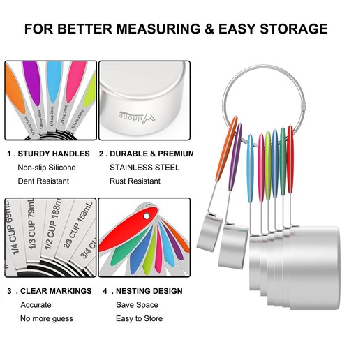 Measuring Cups and Spoons - Stainless Steel 20 Piece Stackable Set, Includes ... - Bild 4 von 7