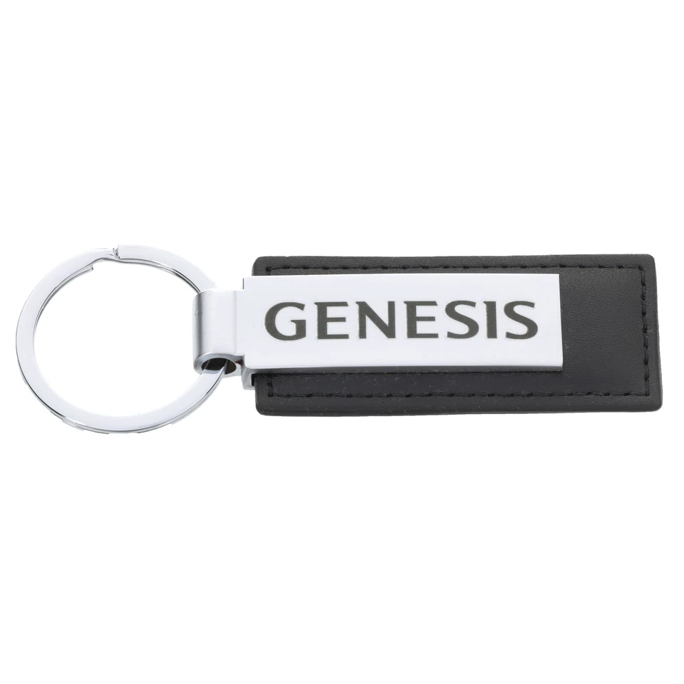 OEM NEW Hyundai Genesis Key Chain Black Leather & Silver With Logo 00402-22523 - Image 2 of 4