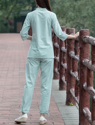 Mujeres Artes Marciales Chinas Kung Fu Traje Wushu Tai Chi Yoga Conjunto Uniforme Pantalón y torso - Imagen 12 de 16