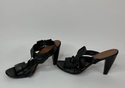 Franco Sarto Shoes Womens 9M Addis Strappy Heeled Sandals Textured Black New