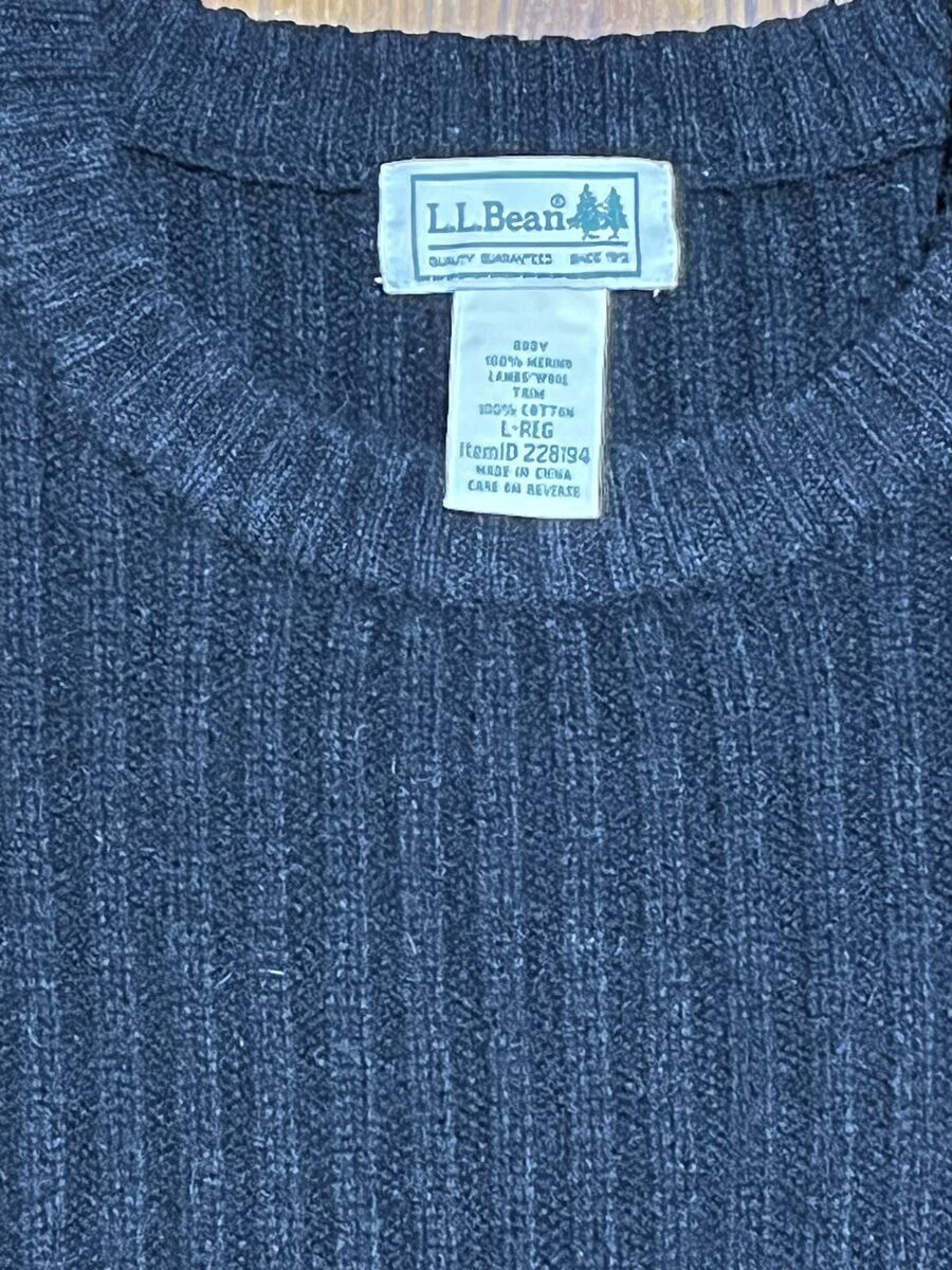 LL Bean Merino Sweater Lambs Wool Shoulder Elbow Patches LL Bean Merino Sweater Lambs Wool Shoulder Elbow Patches
