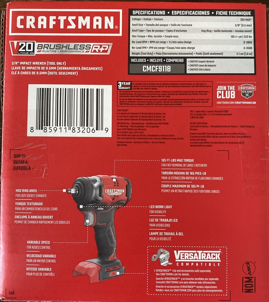 Craftsman 3/8” Impact Driver Tool Only 165 FT-LBS Torque | eBay