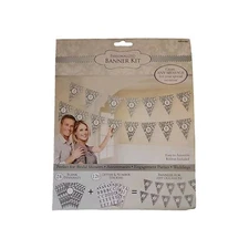 Festive Personalized Pennant Banner Wedding Party Décoration Gray Create Message