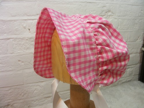 ADULT BABY SISSY BONNET blue gingham HAT COSPLAY LOLITA FANCYDRESS Victorian - Picture 14 of 40