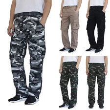 LA GATE Men's Twill Camo Cargo Pants with Belted Size 28 to 50