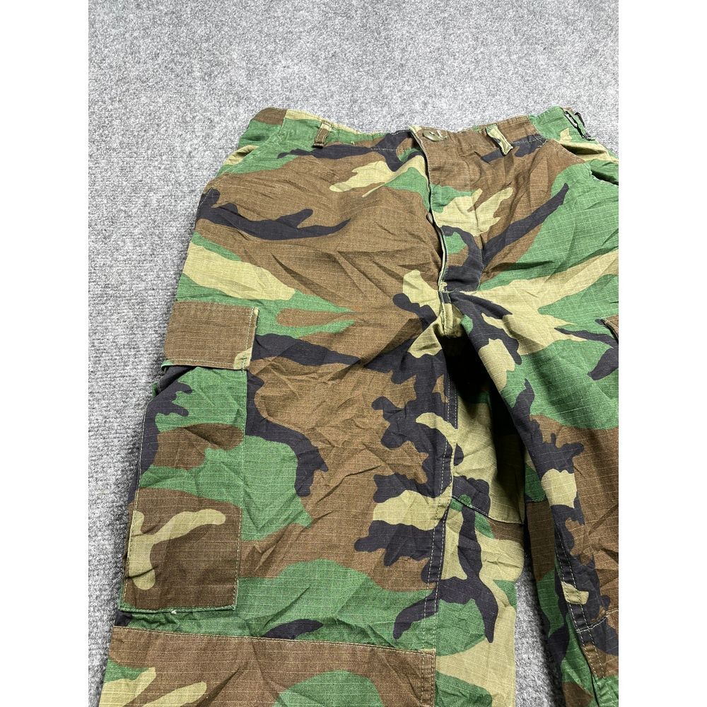 Men's Green Camo Military Cargo Pants Regular Fit Button Closure