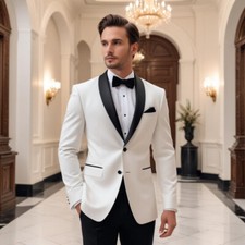 Men Tuxedo Suit White 2 Piece Modern Elegance Slim Fit Party Wear Wedding Suits