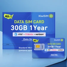 4G LTE SIM Card 30GB 1 Year USA Network Support for AT&T, T-Mobile and Verizon