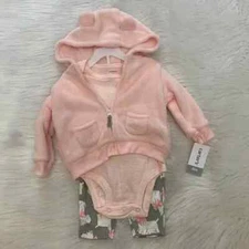 NEW wTag-Carter’s 3pc Doggy Set (Pink Hooded Jacket, Bodysuit & Pants) Sz 6m