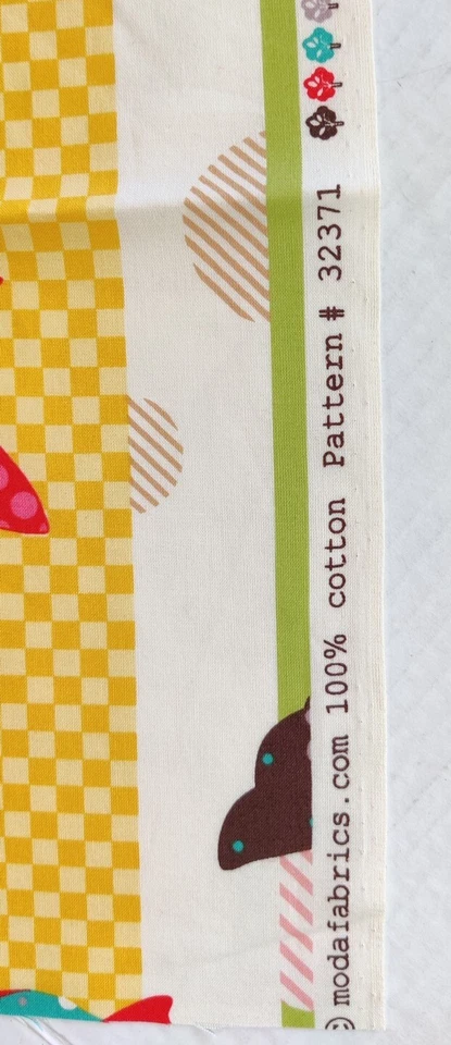 Moda Fabric Birds Colorful Cotton Quilt Cotton Fabric Red Teal Green 18x43" - Image 4 of 4