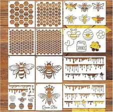 Bee Honeycomb Stencil, Reusable Bee Stencils for Painting on Wood Signs Furni...