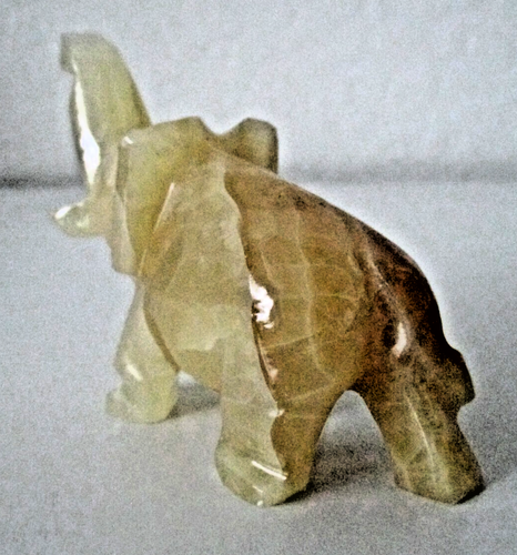 Elephant Figurine Hand Carved Onyx Stone Trunk Up for Good Luck 4" x 3" Vtg AZS - Picture 4 of 5