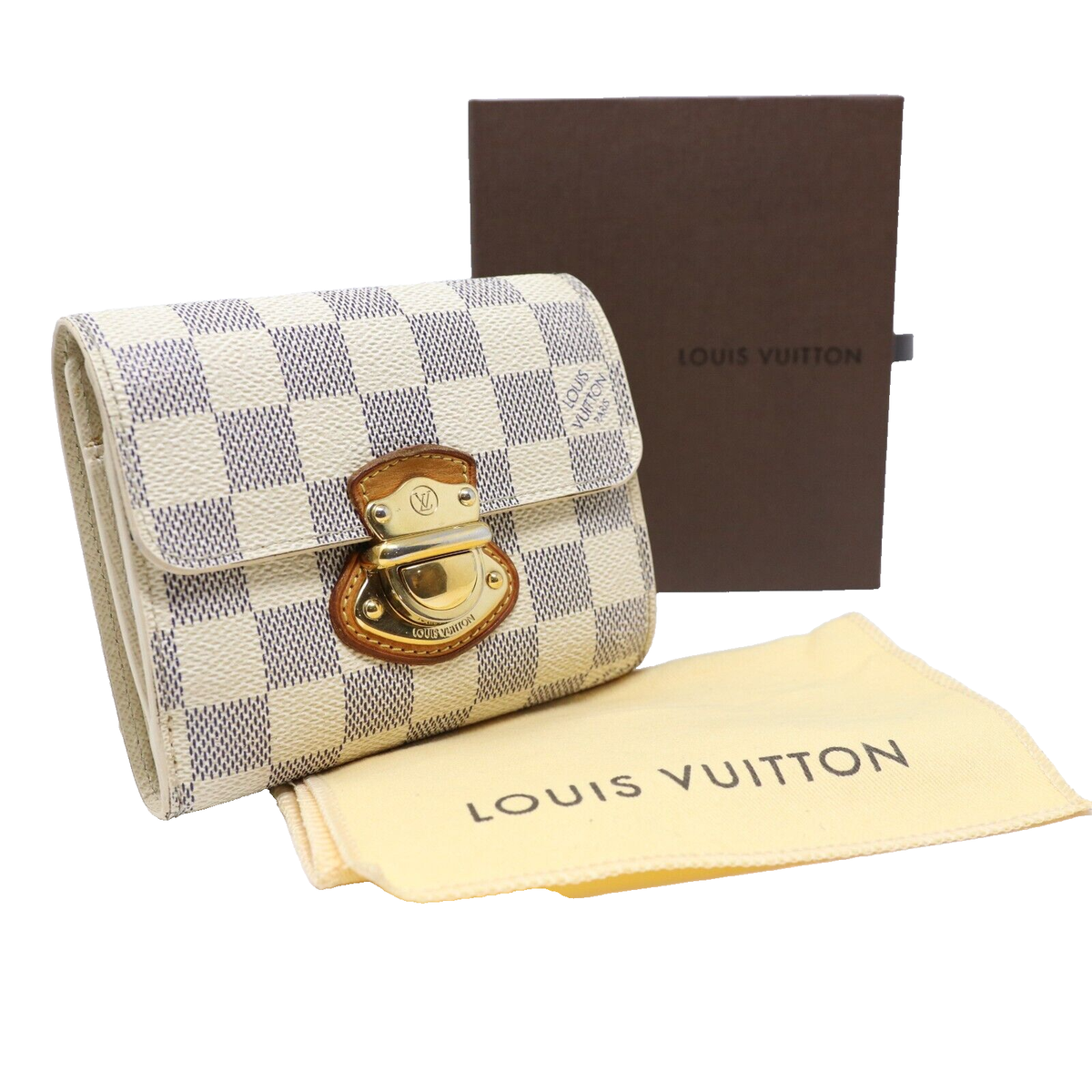 Louis Vuitton Damier Azur Leather Trifold Wallet Koala with Box LV