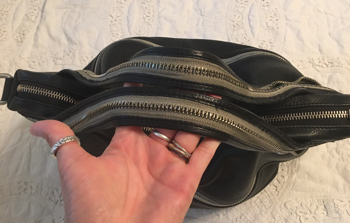KELSI DAGGER ヴィンテージ ビンテージ バッグ ショルダーバッグ 黒 KELSI DAGGER Black Leather Zippers Satchel Bag Purse-NICE | eBay