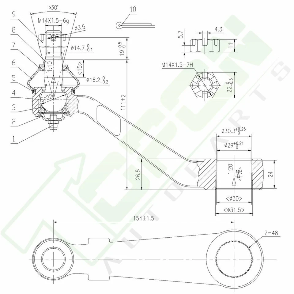 Replacement Brand New Front Pitman Arm Kit Fit For Toyota T100 4Runner Pickup - Image 2 of 4