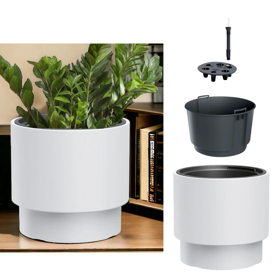 Blumenkübel Blumentopf Bewässerungssystem Einsatz Rund MATT ( Weiß; L/XL/XXL ) - Bild 2 von 4