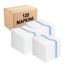 Bistro Napkin Bulk Case of 120 Striped Polyester Kitchen Napkins - Color Options