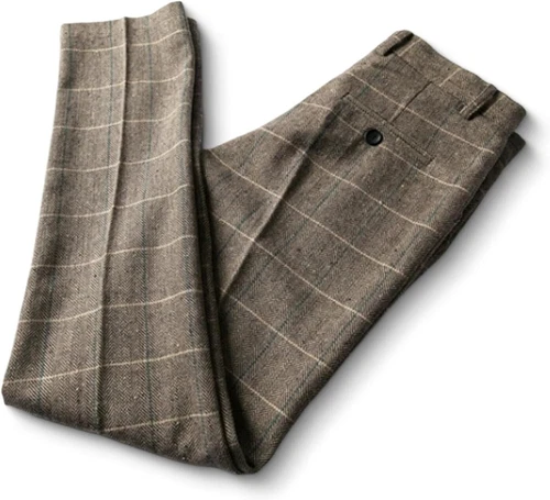 Men's Tweed Herringbone Dress Pants Plaid Classic Fit Adjustable Trousers 26-44 - Picture 7 of 19