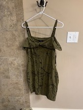 Guess Women's Off The Shoulder Floral Green Dress Size Medium