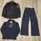 Vintage WW2 Wool Military Navy Peacoat Sailor Jacket & Pants Set S/M 36 32R 38L