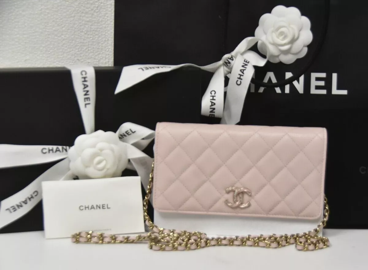 New CHANEL 23 Wallet on Chain Caviar Leather Black WOC Bag Gold MICROCHIP  FRANCE