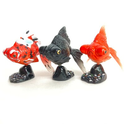 Choco Q Mini Figure Fish Telescope Goldfish 3pcs Set Kaiyodo Japan