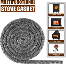 Graphite Wood Stove Replacement Gasket for Woodburning Stoves - 3/8" X 84" Rope