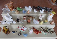 Lot 39 Bird Figurine Miniature Ceramic Wood Plastic Owl Duck Chicken Roadrunner