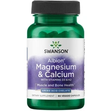 Swanson Albion Chelated Magnesium & Calcium 2:1 90 Veg Capsules
