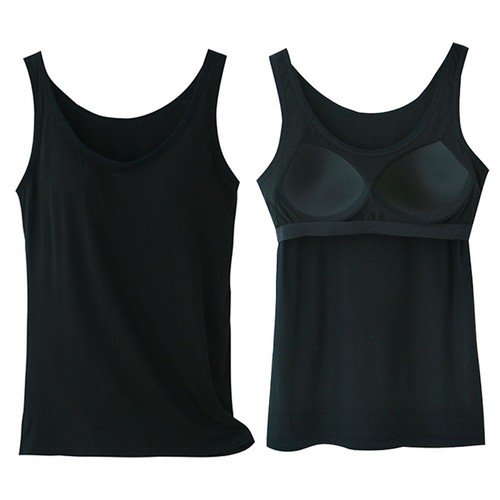 Ladies Slim fit Modal Camisole Tops | Padded Tank Vests with Built in Bra - Picture 12 of 15