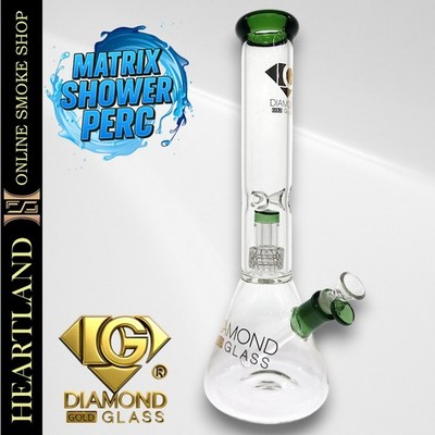 15'' Glass Beaker Bong Large Water Pipe MATRIX SHOWER PERC | Diamond