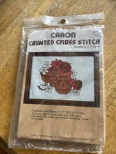 Caron gezähltes Kreuzstich-Set. Äpfel & Zimt im Korb 5”x7” NEU