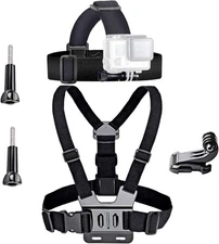 VVHOOY Action Camera Accessories Head Strap Mount Chest Harness Black 