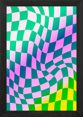 Gerahmtes Wandbild Poster Leinwanddruck Bild mit Karo Farbverlauf
