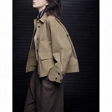 Khaki Short Workwear Jacket Women 2025 New Windbreaker Loose Casual Trench Coat
