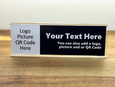 Personalised Desk Plaque Sign Title Desk Name - Add business logo QR code Image