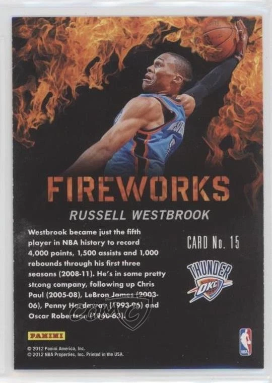 2011-12 Past & Present Fireworks Russell Westbrook #15 - Image 2 of 2