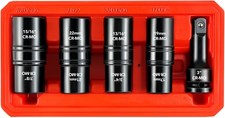 12 Drive Flip Lug Nut Socket Set 5-piece Double Sided Thin Wall Wheel Protect