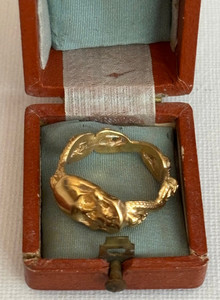 Authentic Antique Victorian Memento Mori Mori Skulls Snake Silver Gold plated Ring