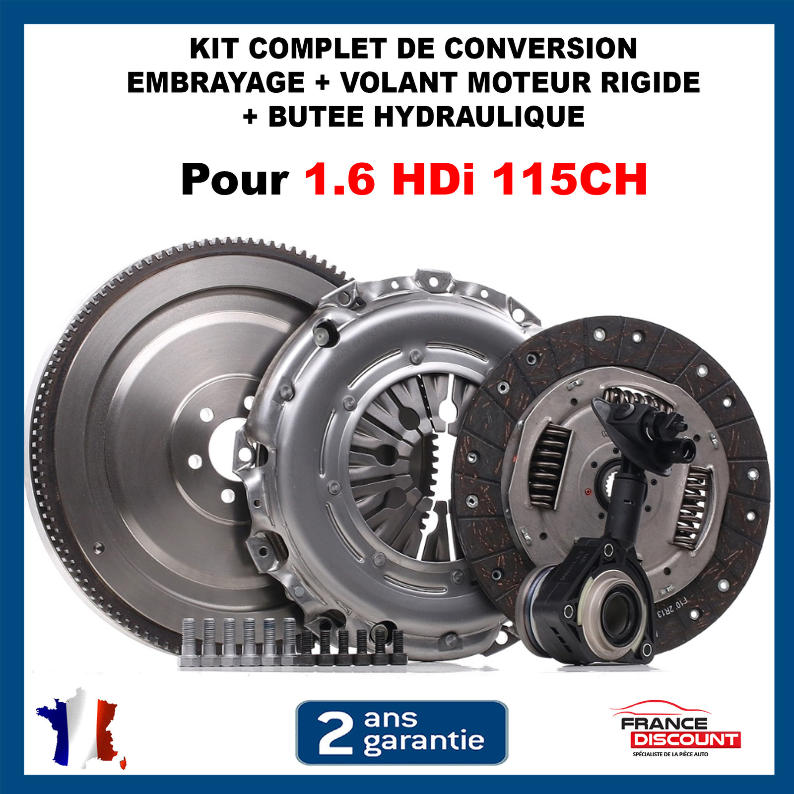 Kit embrayage et volant moteur acier forgé pour Peugeot 407 et C5 II 1.6 HDi