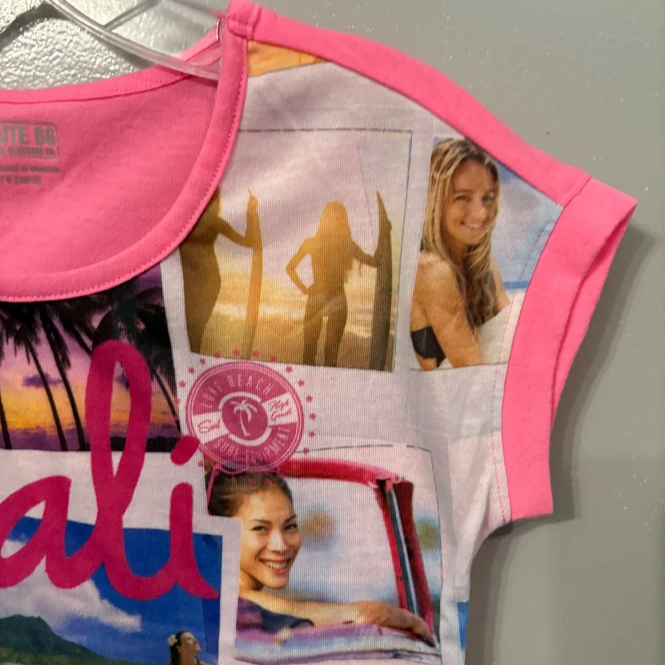 Футболка с рисунком Route 66 Cali Good Vibes Pink Beach (для девочек большая 10/12) - Изображение 2 из 4