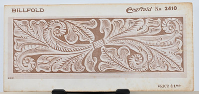 Vintage Craftaid No. 2410 Billfold Template   Symmetrical Floral Scroll Design