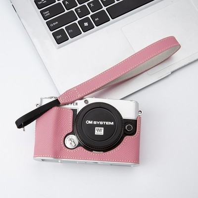 Genuine Leather Half Case Bag Cover Metal Base For Olympus EP7 Camera