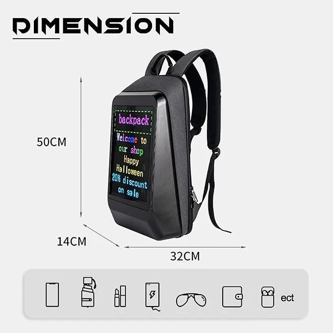 Mochila rígida impermeable con pantalla LED para motocicleta carga USB viaje Foto 2 de 4