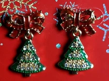 Christmas Tree Earrings from Kohls metal with cubic zirconia stones