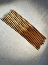 VTG Bamboo Chopsticks Set Of 12 Etched with Aluminum Tips Tibetan Asian Chinese